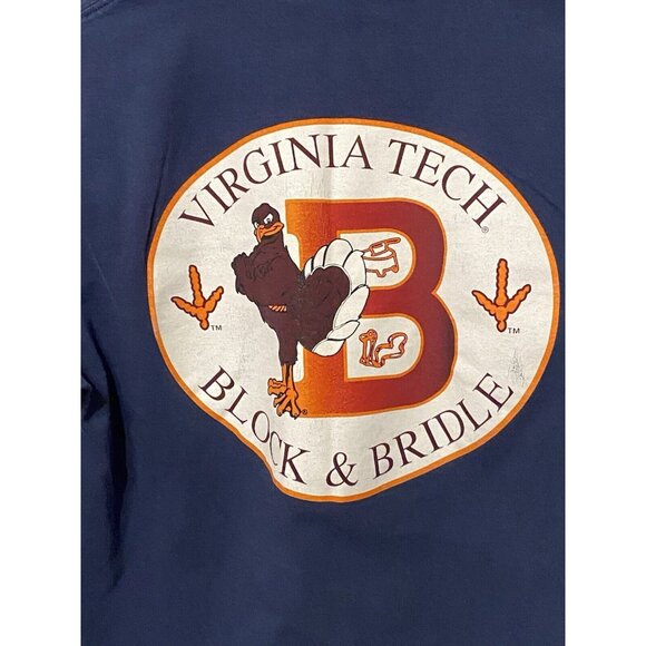 Virginia Tech Block & Bridle Blue L/S T-Shirt Men's Size L Pocket T Vintage - Picture 7 of 12